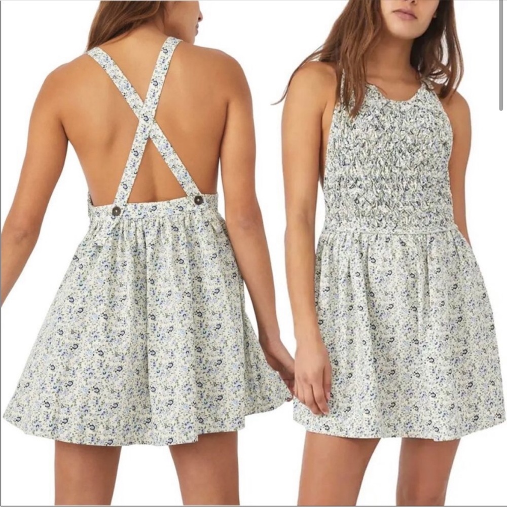NWOT Free People | Floral Cottagecore Apron Petunia Mini Dress | Med